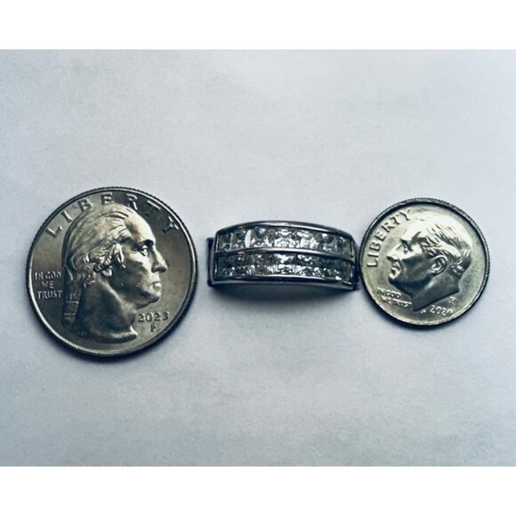 Estate Sterling Silver 925 CZ Ladies Half Eternity Wedding Band Ring Size 8 - Picture 9 of 10